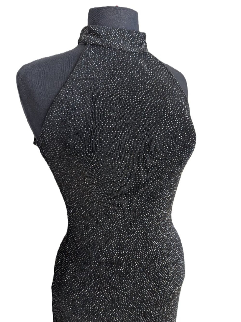 ALGO Black Glitter Dot Halter Maxi Gown | Size 10